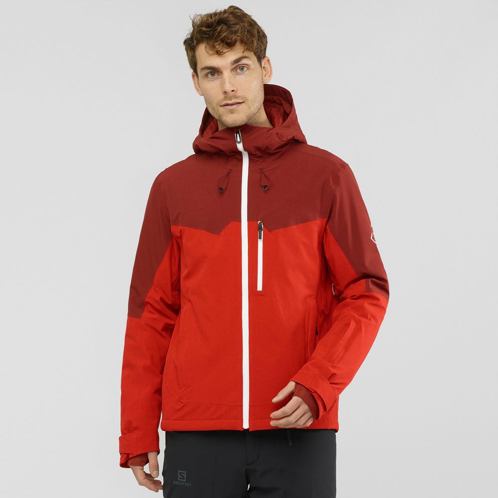 Salomon Singapore Mens Ski Jackets - UNTRACKED Maroon | 42079-NRPL